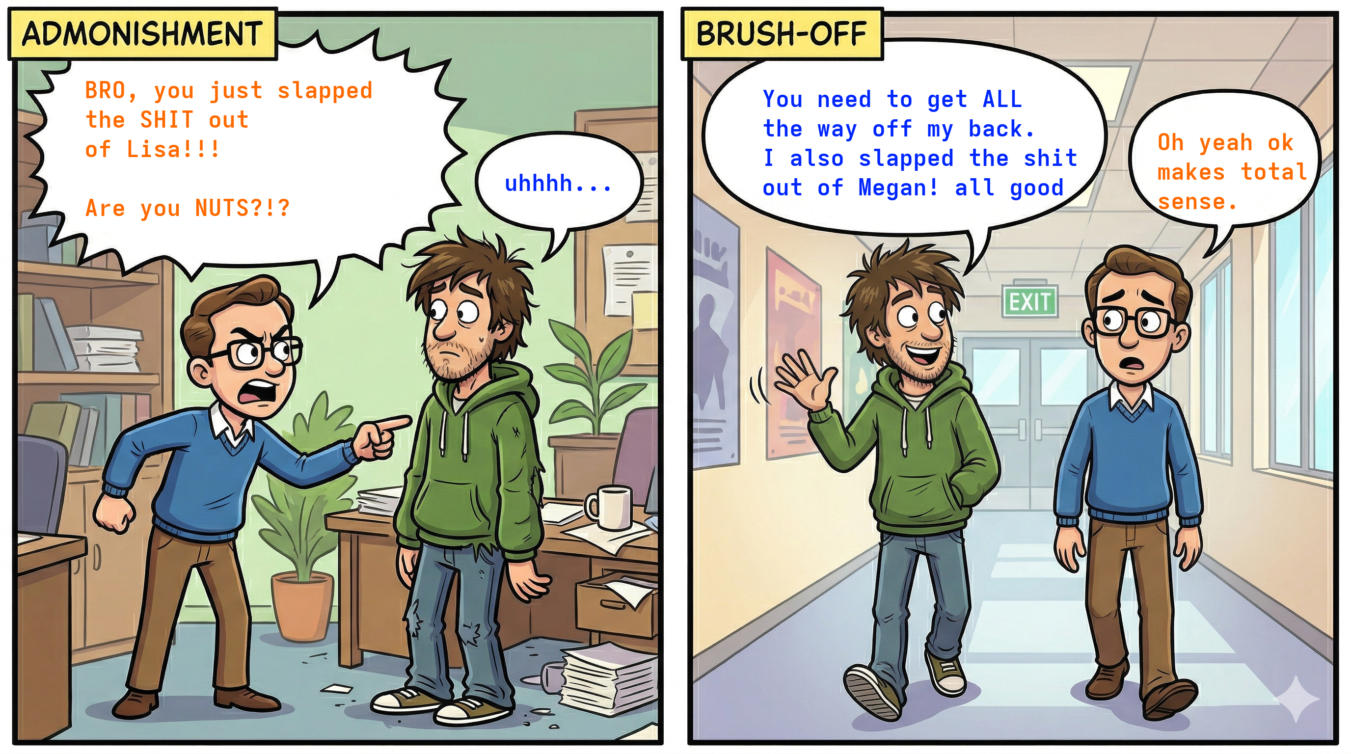 Cartoon illustrating the 'perfect is impossible' argument against veganism